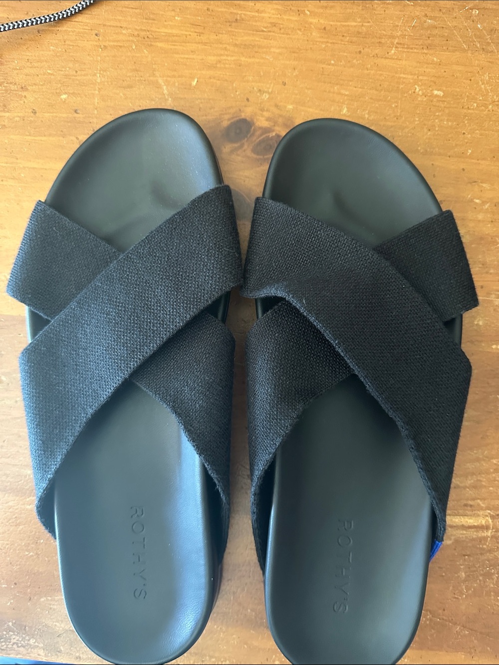 Rothy's Black Cross-Strap Slide Sandals